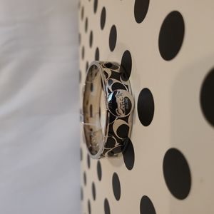 Coach silver and black hinged bangle bracelet